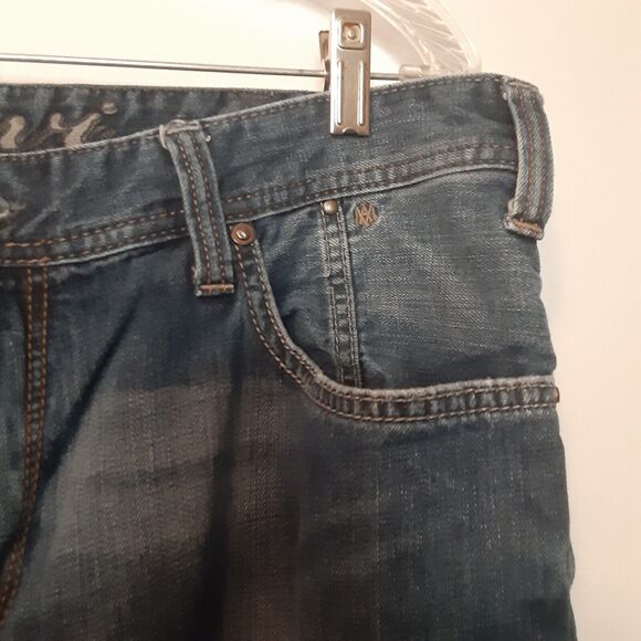 Mavi Jeans Josh Relaxed fit Straight Leg Men 38x32 Dark Blue Distressed Mid Rise - Picture 6 of 11